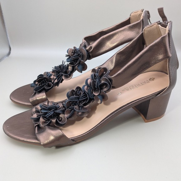 Patrizia By Spring Step Quinteel Floral Copper Dark Blue Open Toe Heels‎ Size 9 - Picture 3 of 11